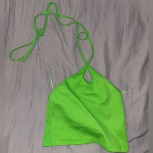 Zara neon green halter tie crop top size small